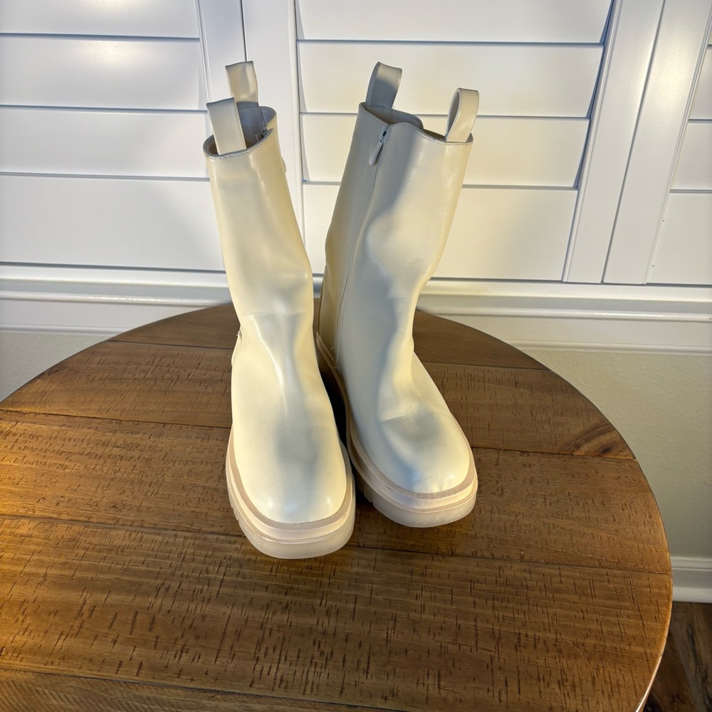 Cream Leather Boots